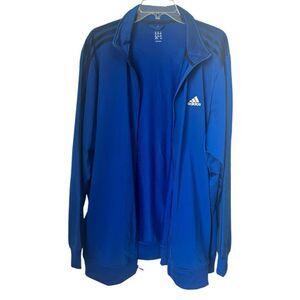 Adidas Men's Full Zip Lightweight Royal Blue Black Stripes Size XXL